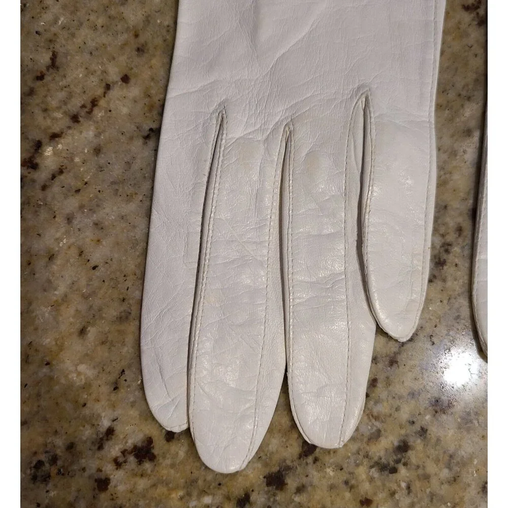 Vintage Size S 6.5 White Leather Formal 8